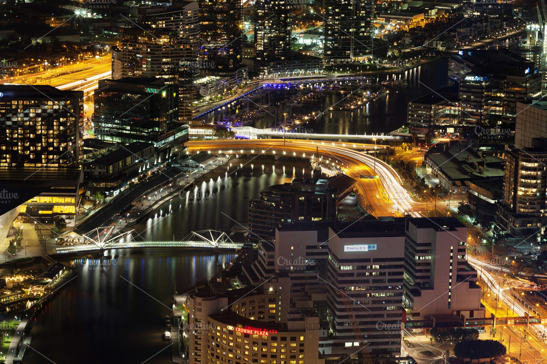 Night view of yarra river melbourne featuring cbd, cityscape, and glowing, an Architecture Photo by Australia Aerial Photo