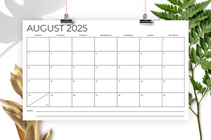 2025 8.5 X 14 Inch Calendar Template