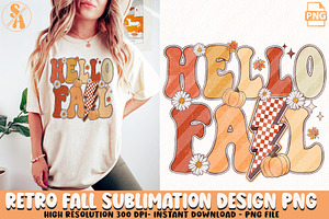 Hello Fall Sublimation Design PNG