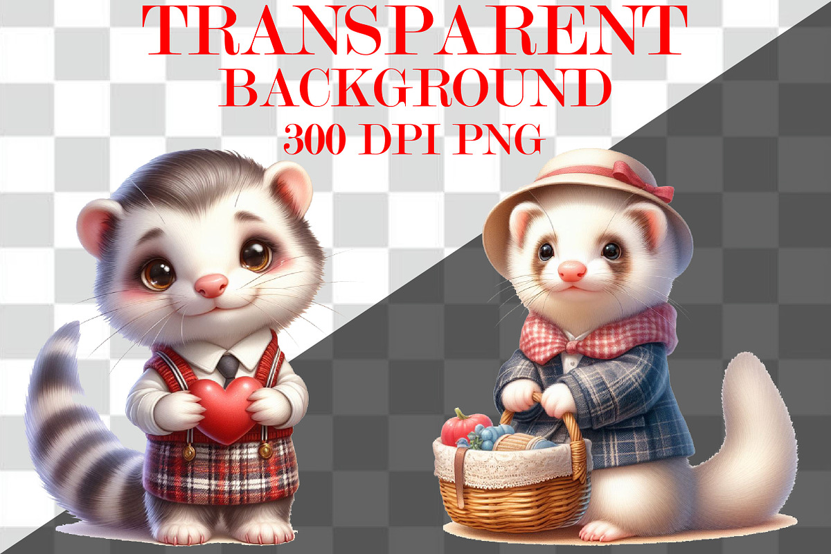 Watercolor Cute Ferret Clipart, an Animal Illustration by Craft Nest (Photo 3 of 3)