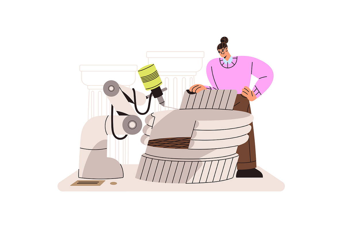 Printing with 3D printer technology, a Technology Illustration by PaperTrident (Photo 4 of 5)