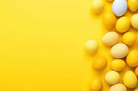 Easter eggs on yellow background, a Holiday Photo by AlyaAnd
