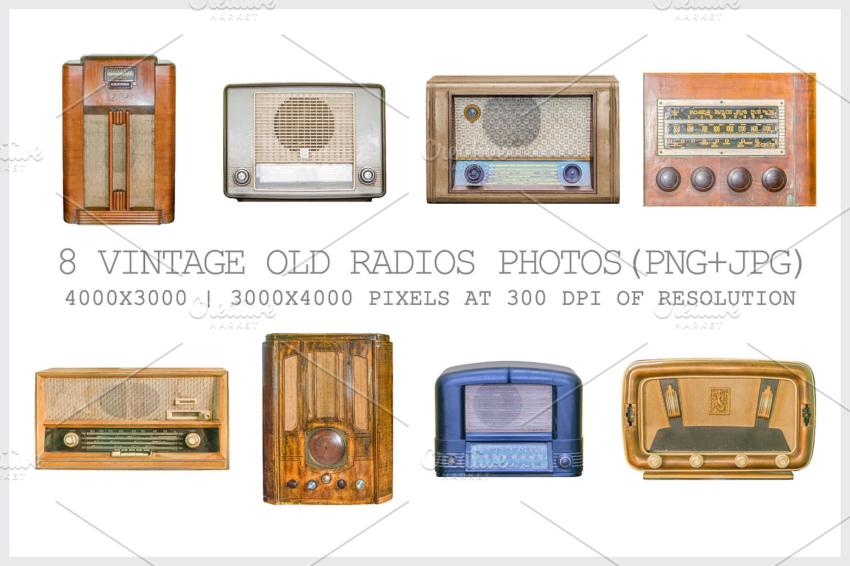8 Isolated Old Radios Photos PNG+JPG, a Technology Photo by DanFLCreativo (Photo 1 of 3)