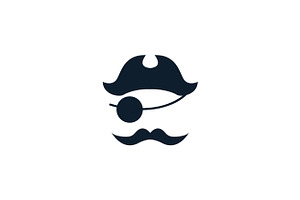 Pirates Silhouette With Beard Logo