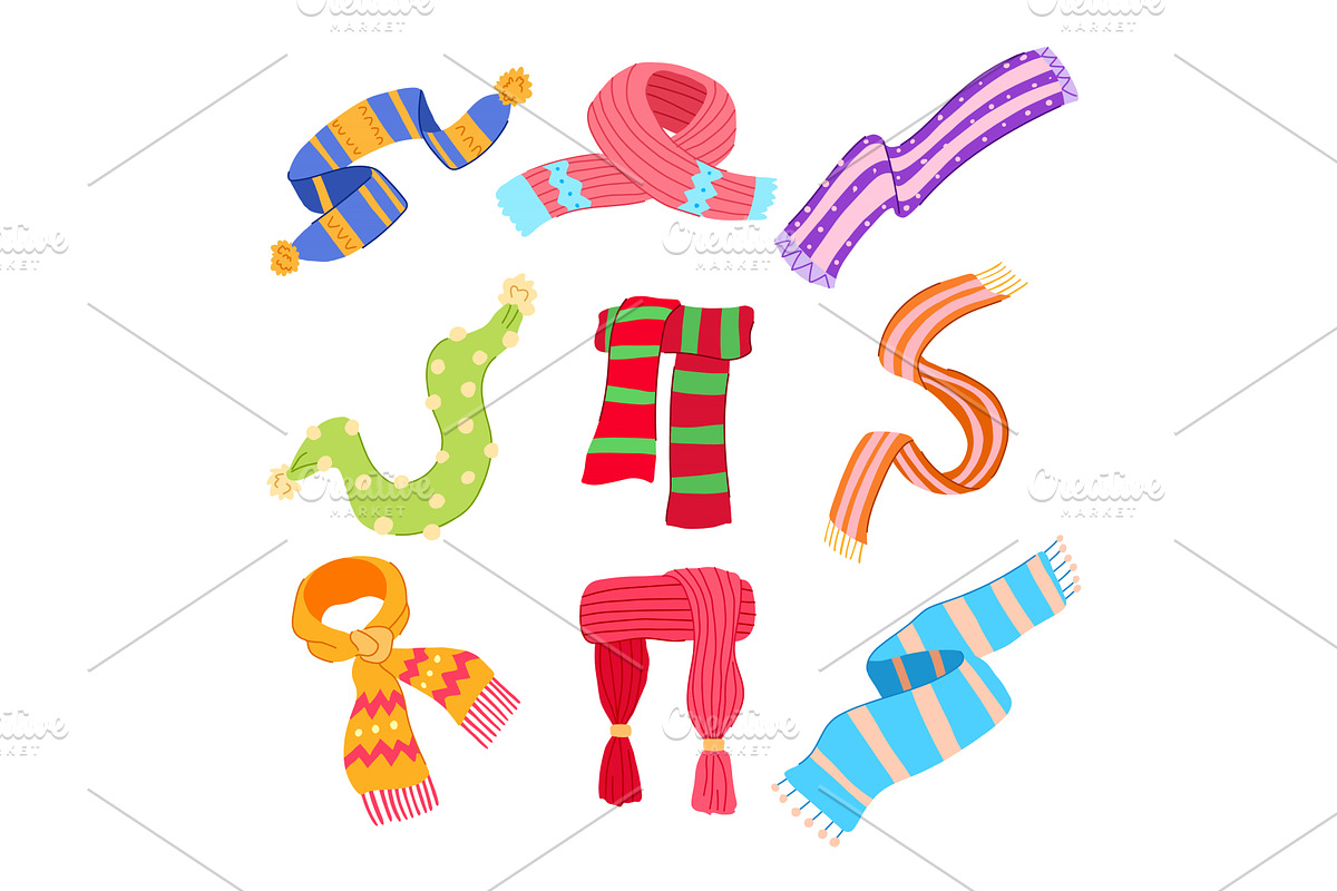scarf kid set cartoon vector, an Object Illustration by pikepicture