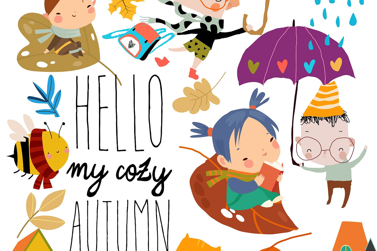 Cartoon Set With Happy Kids flying, a Person Illustration by Maria Starus (Photo 2 of 3)