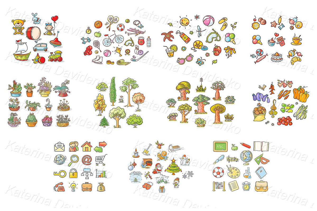 Cartoon child's drawing objects set, an Education Illustration by Bubert Art (Photo 4 of 7)