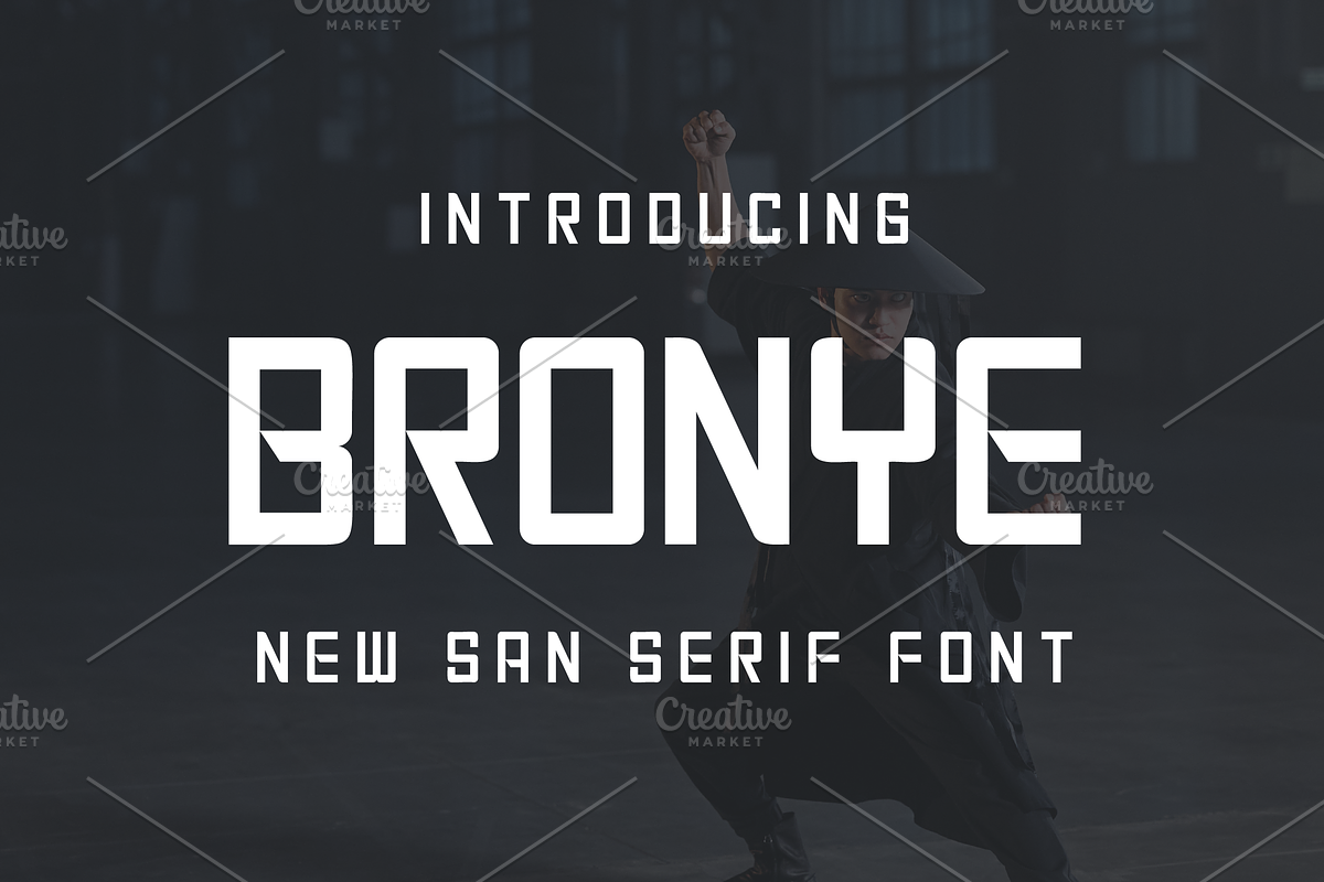 Bronye | Geometric Font, a Sans Serif Font by Artiveko (Photo 1 of 3)