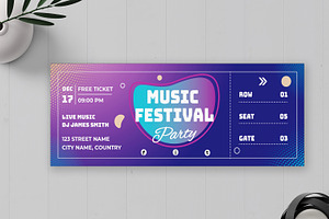 Music Festival Ticket Design Layout, a Stationery Template by MightyDesign