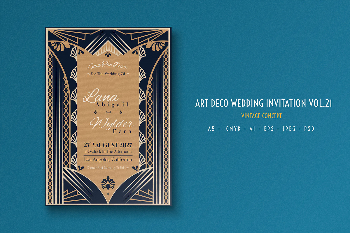 Art Deco Wedding Invitation Vol.21, an Invitation Template by Bewalrus Studio