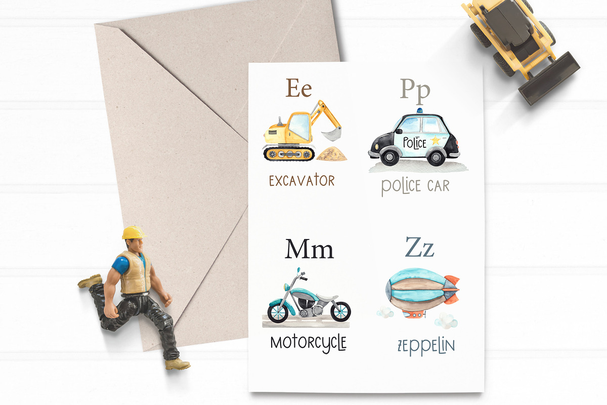 Watercolor Transport alphabet, an Object Graphic by Ana-Sakuta (Photo 10 of 14)