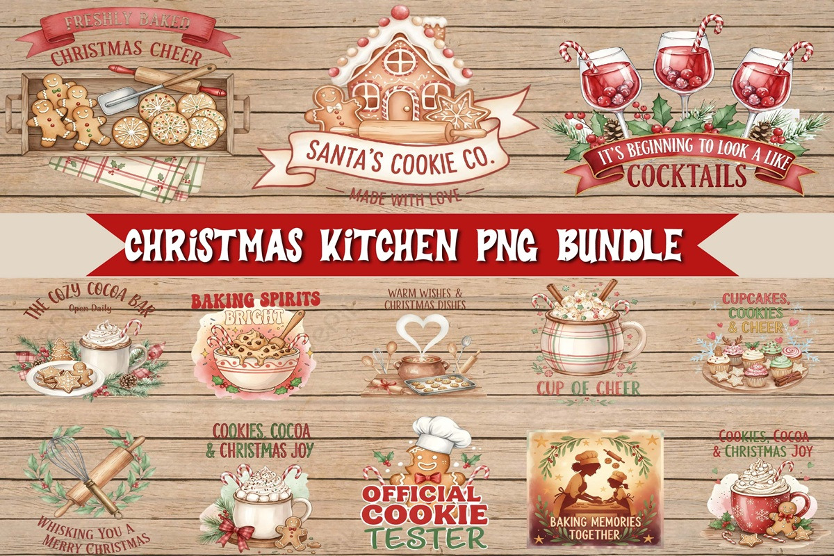 Christmas Kitchen Towel PNG Bundle, a Graphic by EllaMaiyaali (Photo 2 of 5)