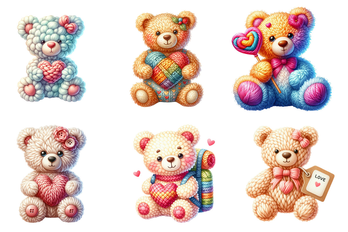 Faux Yarn Valentines Teddy Bear, an Illustration by Dream Creation (Photo 2 of 5)