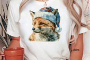 Watercolor Christmas Fox Clipart, a Seasonal Illustration by Black Bird Studio (Thumbnail 4 of 7)