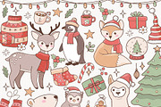 Christmas Animals Clipart, a Seasonal Illustration by TitaLivingArt (Thumbnail 2 of 9)