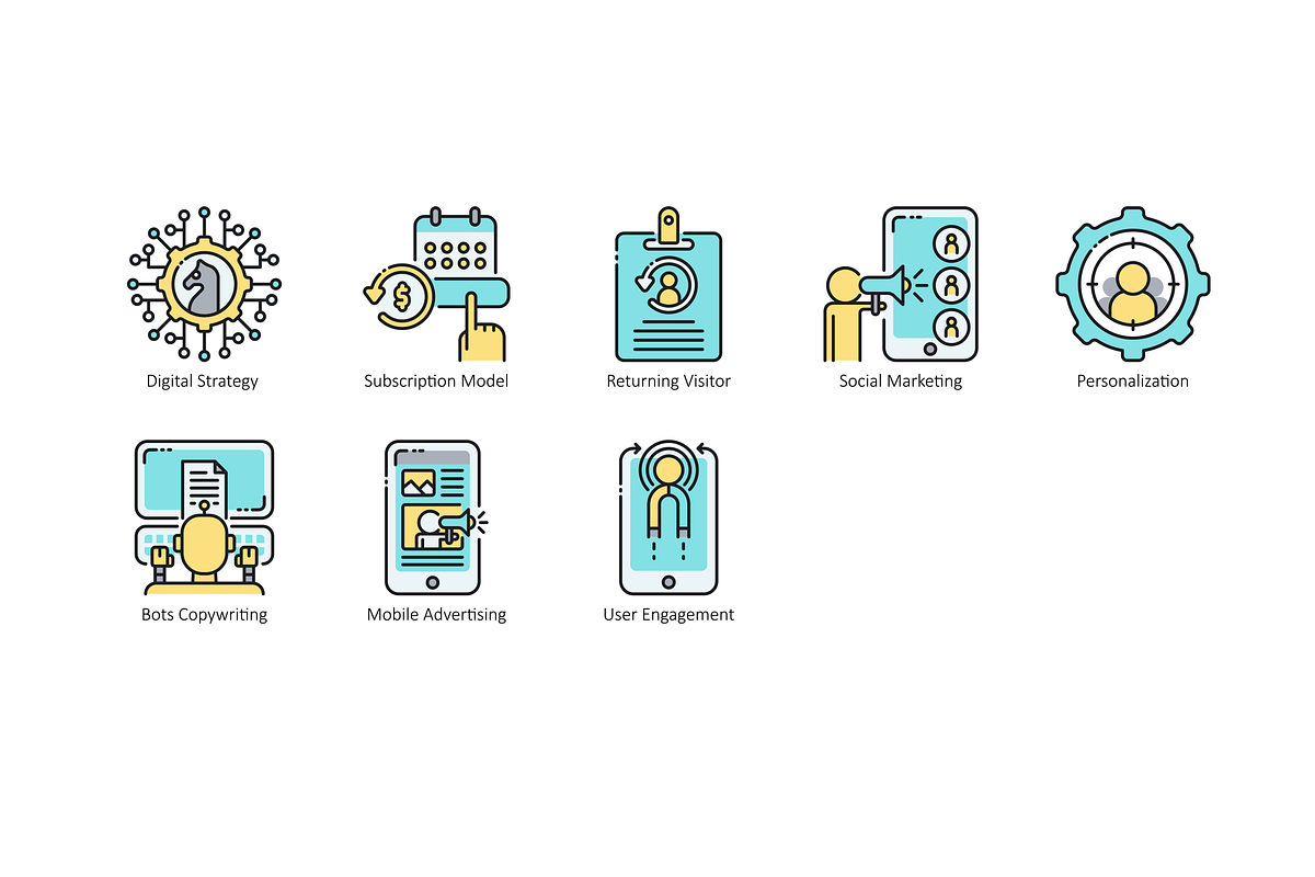 88 Digital Marketing Icons | Aqua, an Outline Icon by Flat Icons (Photo 6 of 6)
