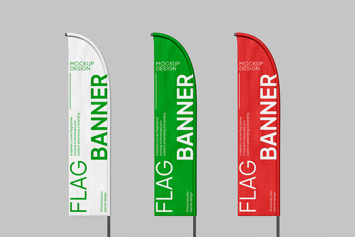 Flag Banner Convex Mockup, an Advertising Mockup by Bartama Graphic (Photo 2 of 4)