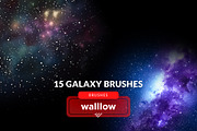 Galaxy night sky photoshop brushes, a Brush Add-On by Walllow Creatives (Thumbnail 1 of 3)