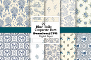 Blue Toile Digital Paper, Coquette, a Pattern Graphic by Wow Magic (Thumbnail 1 of 3)