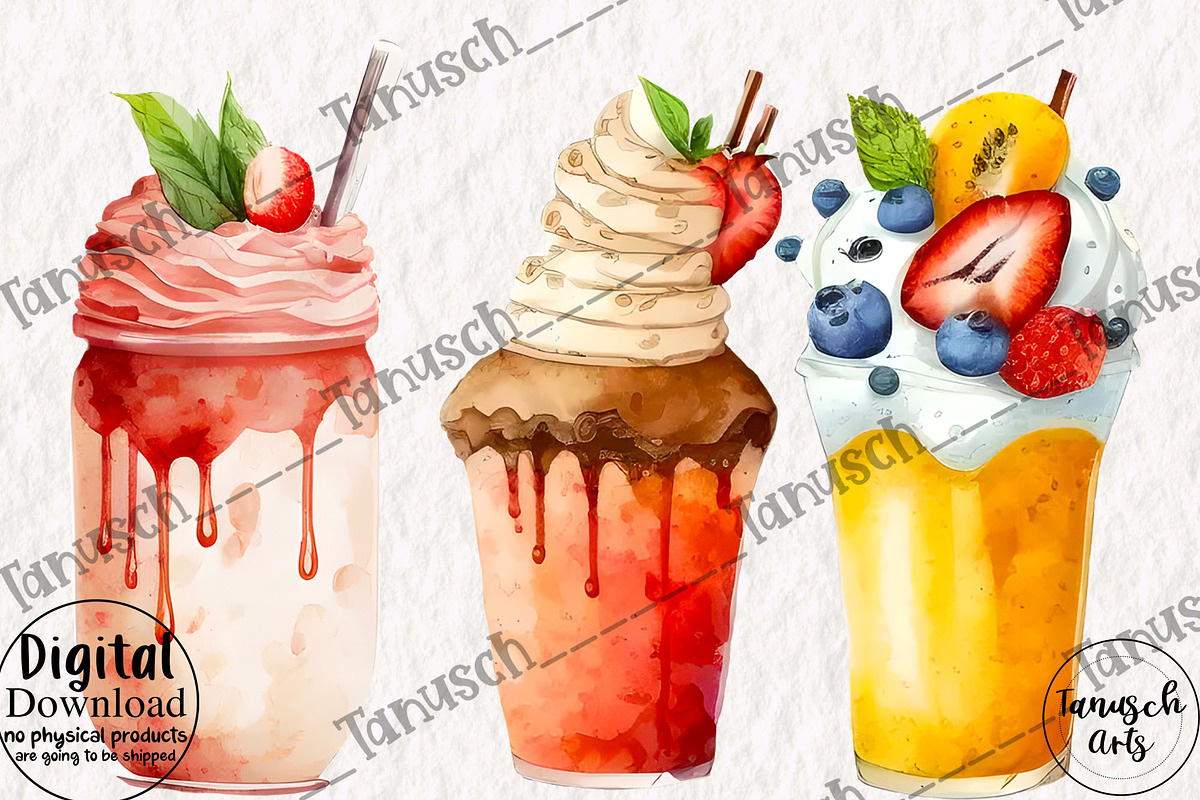Watercolor Smoothies clipart Part 2, a Food Illustration by TanuschArts (Photo 3 of 5)