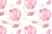 Pink Cute Balloon Pattern, a Decorative Illustration by Natikka Art (Thumbnail 3 of 3)