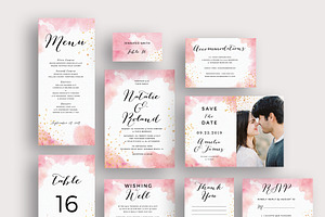 Peach Watercolor Gold Splashes