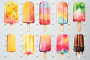 Watercolor Popsicle Clipart Set, a Food Illustration by CropUp Creative (Thumbnail 2 of 5)