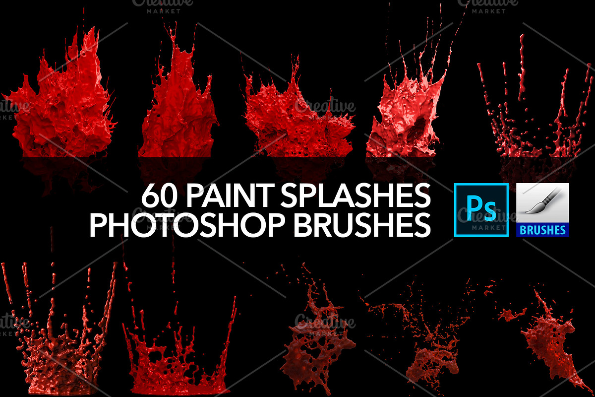 60 Paint Splash Brushes for PS, a Brush Add-On by Creative Graphics (Photo 10 of 10)
