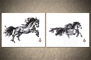 Horses Sumi-e, an Animal Illustration by StabuLaRasa illustration (Thumbnail 3 of 21)