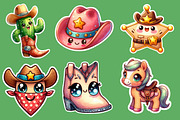 Kawaii Cowboy Clipart Bundle, an Illustration by Designworld (Thumbnail 2 of 5)