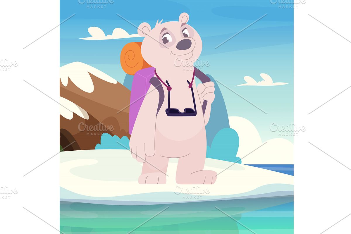 White bear. cartoon animal exploring, an Animal Illustration by Onyx