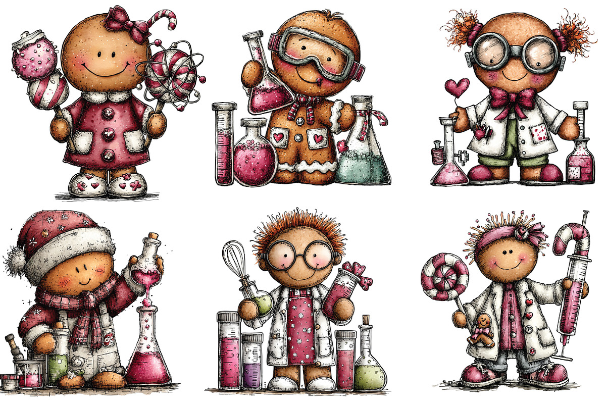 Whimsical Gingerbread Man scientist, an Illustration by CraftArtStudio (Photo 4 of 6)