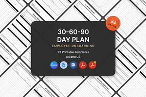 30 60 90 Day Plan Print A4 US Blanks, a Stationery Template by HiSlide.io