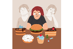 Sick young woman suffering from, a Food Illustration by Stock-Smart-Start
