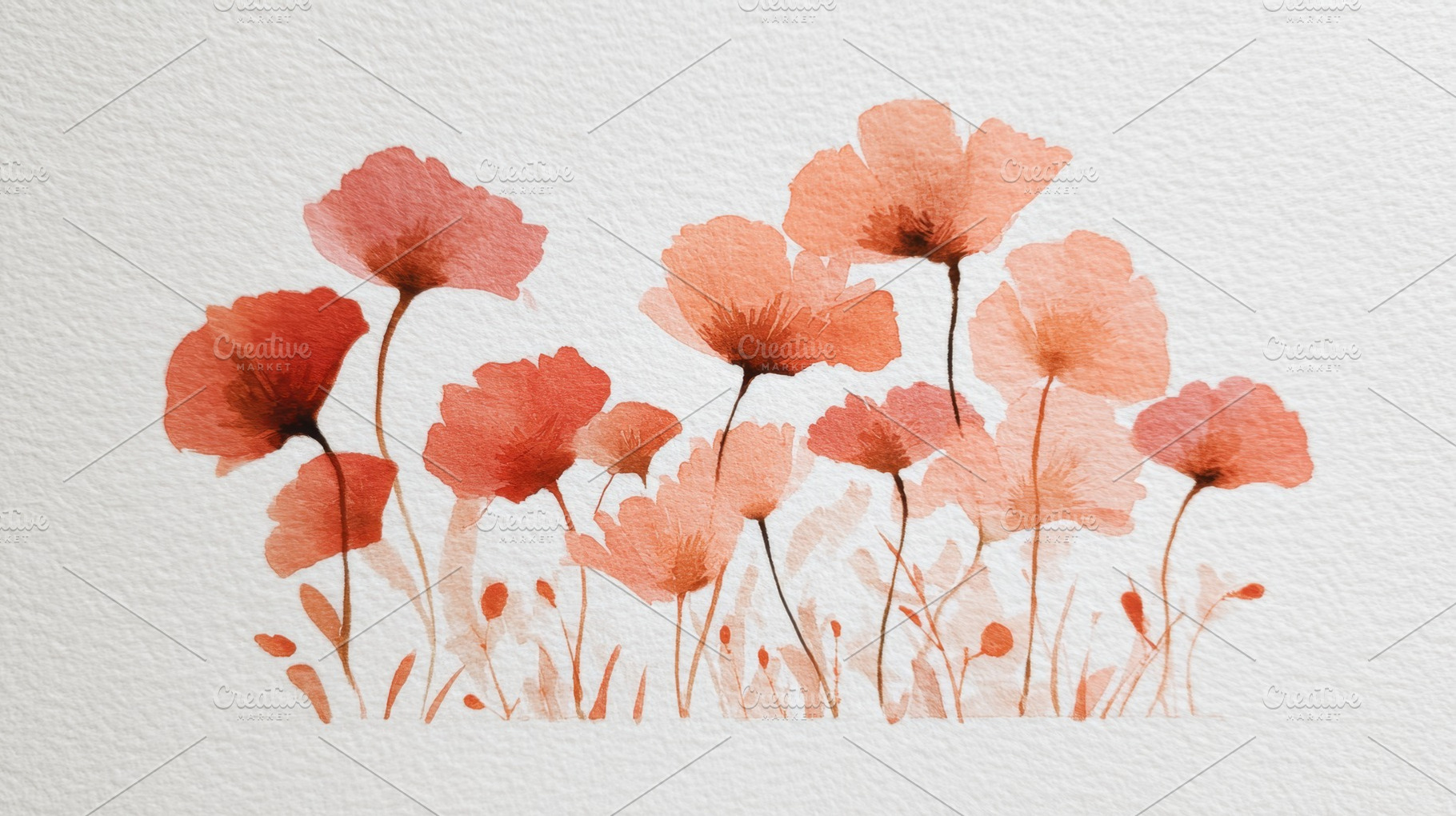 Watercolor flowers in red shades, a Photo by Beautiful things