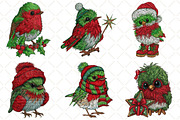 Santa Whimsical Bird Clipart, an Illustration by Black Bird Studio (Thumbnail 3 of 6)