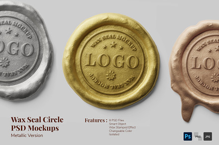 Wax Seal Circle PSD Mockup Set, a Mockup by Remnand Studio