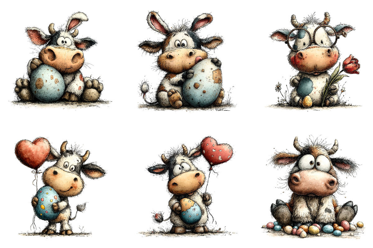 Whimsical Easter cow clipart, an Illustration by CreationArt (Photo 5 of 7)