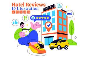 10 Hotel Reviews Illustration, a Person Illustration by denayunebgt