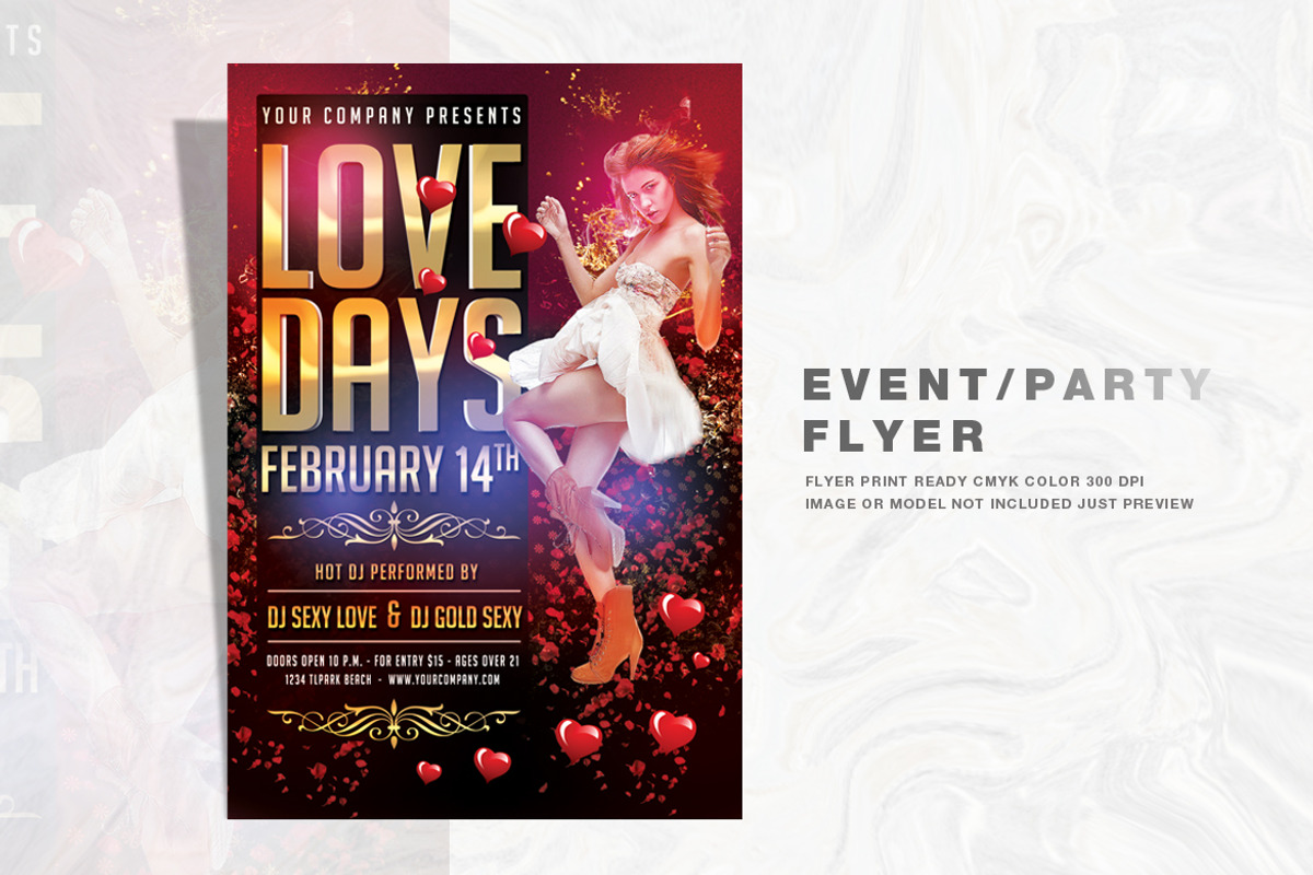 Love Days Valentine Flyer, a Flyer Template by feydesign