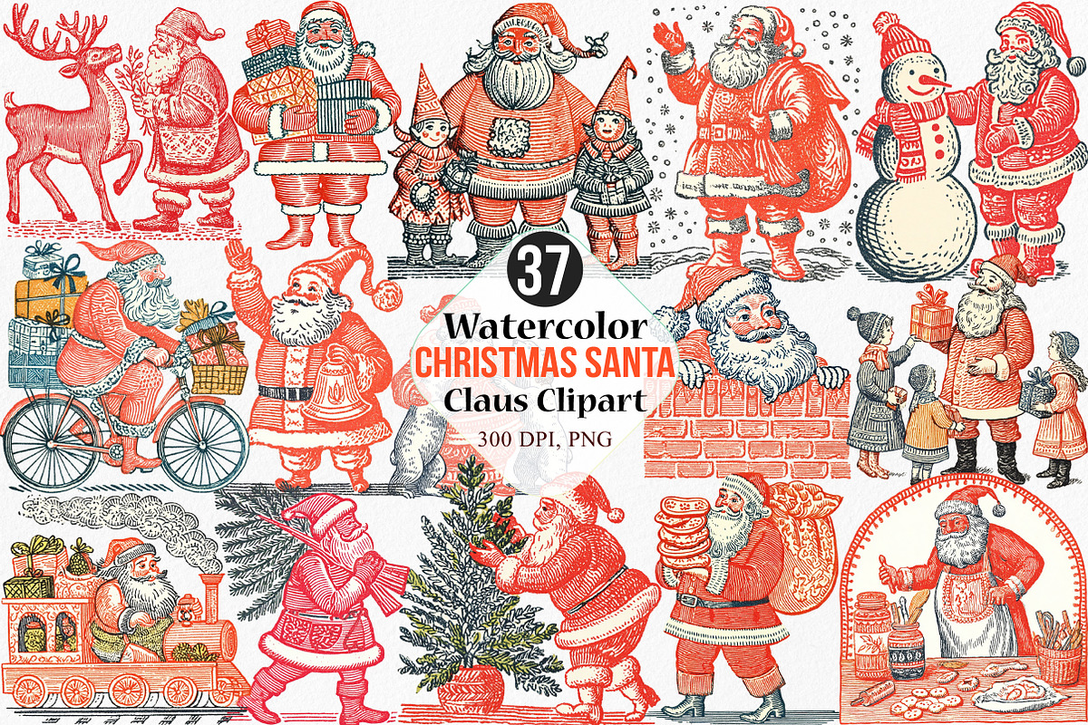 Christmas Santa Claus Clipart, an Illustration by Canvas Craft (Photo 1 of 8)