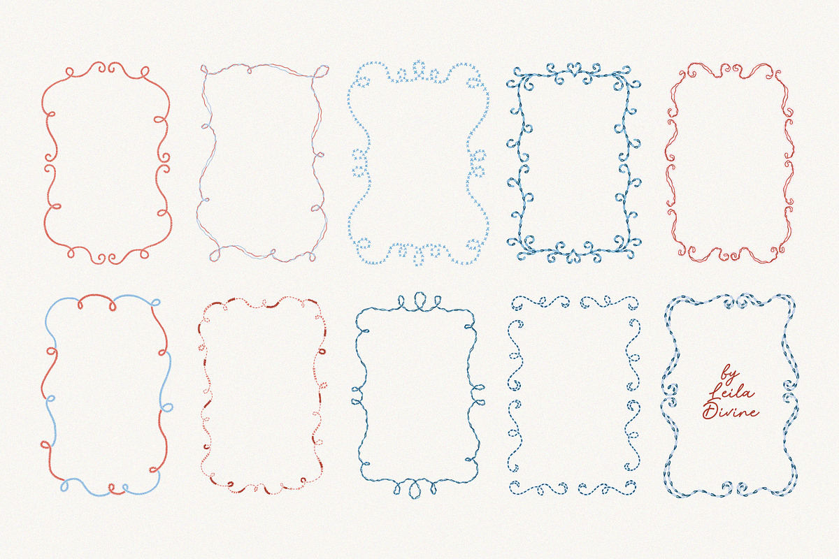 Hand Drawn Whimsy Embroidered Frames, an Object Graphic by Leila Divine (Photo 6 of 12)