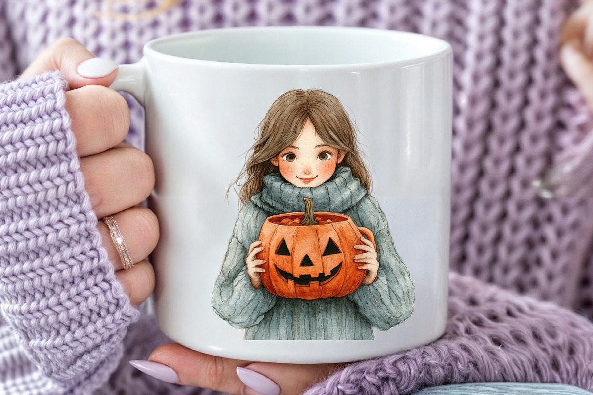 Watercolor Cozy Halloween Clipart, an Illustration by Rose Art (Photo 4 of 7)