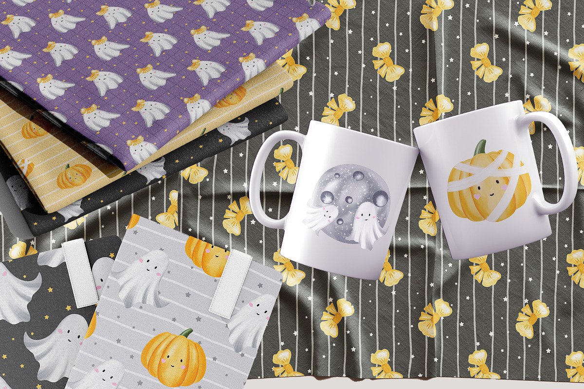 WATERCOLOR HALLOWEEN KIDS PATTERNS, a Pattern Graphic by alia.kurianova (Photo 3 of 6)