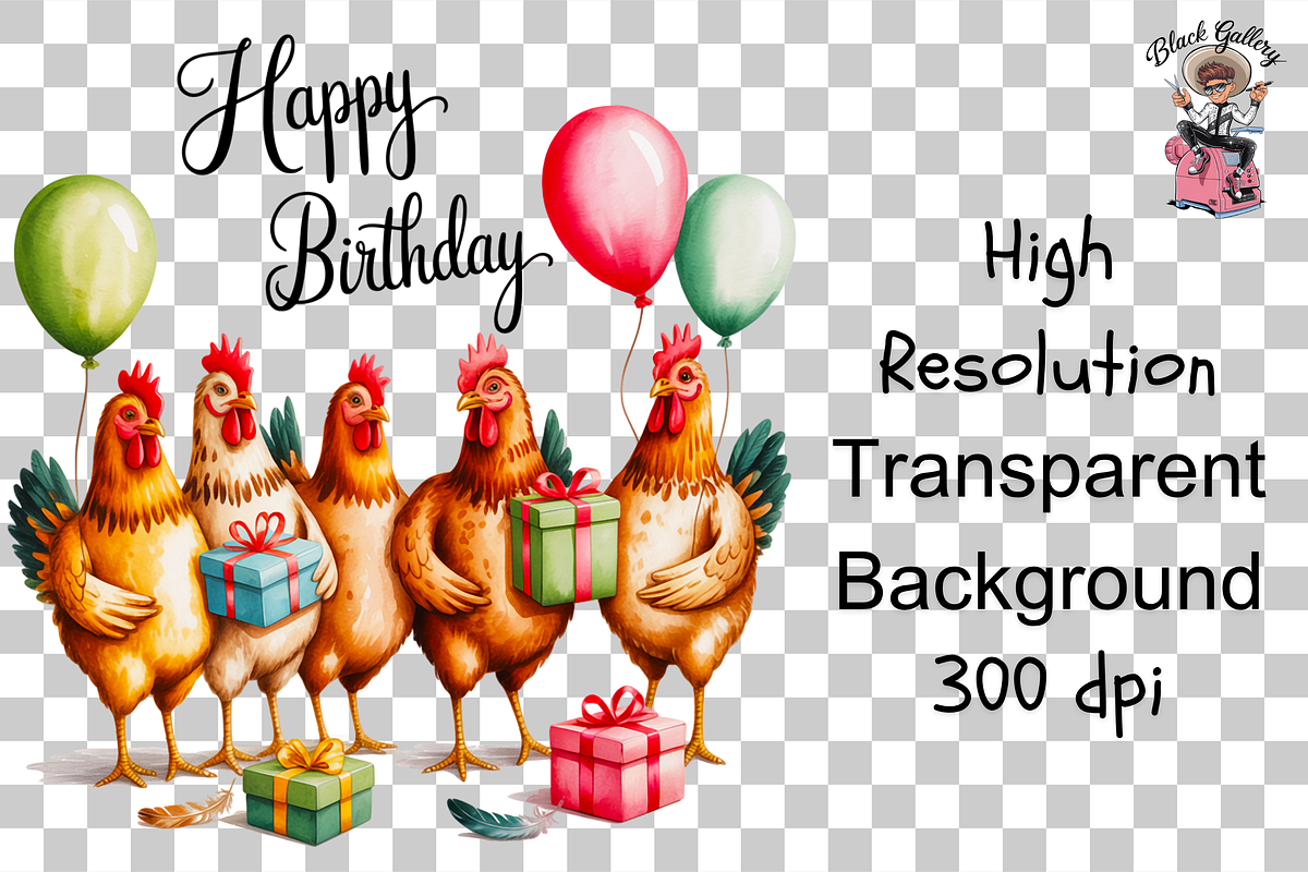 10 Funny Chicken Birthday PNG, a Graphic by Black Gallery (Photo 9 of 11)