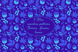 Blue vector seamless patterns