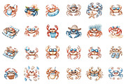 Whimsical Summer Crab Clipart, an Illustration by designcity5 (Thumbnail 2 of 5)