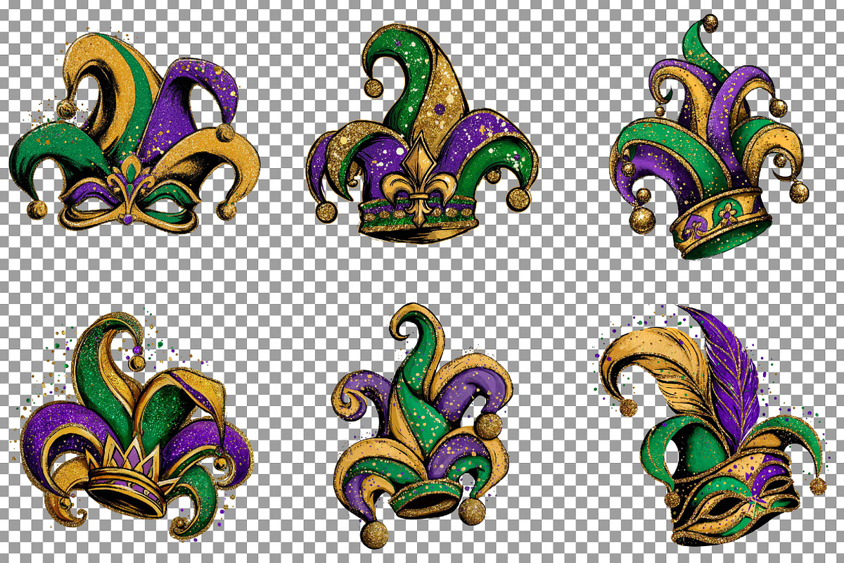Watercolor Mardi Gras Jester Hat Cli, an Illustration by Sublimation Artist (Photo 4 of 6)