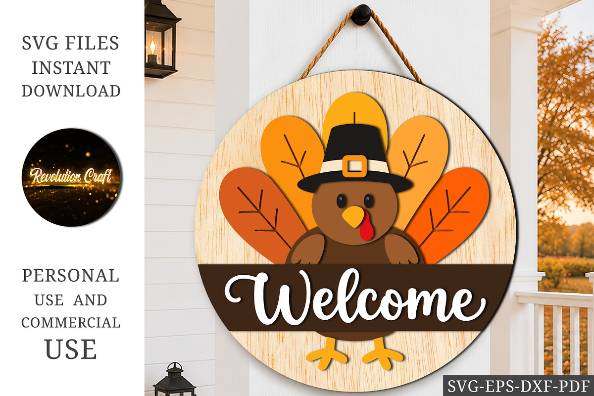 Welcome Turkey Thanksgiving SVG, an Object Graphic by OK Design (Photo 1 of 3)