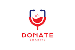 stethoscope blood bag donate logo, a Branding & Logo Template by devastd
